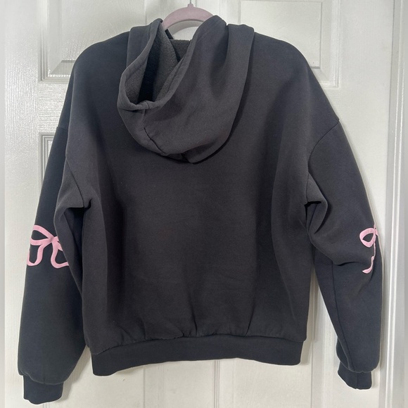 Edikted Dark Gray Hoodie with Light Pink Bow Details - Picture 5 of 7